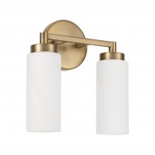 Capital Canada 151721AD - 2-Light Cylindrical Vanity in Aged Brass with Faux Alabaster Glass