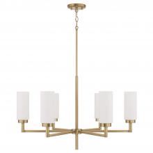 Capital Canada 451761AD - 6-Light Cylindrical Chandelier in Aged Brass with Faux Alabaster Glass
