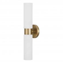 Capital Canada 651721AD - 2-Light Cylindrical Linear Bath Bar Sconce in Aged Brass with Faux Alabaster Glass